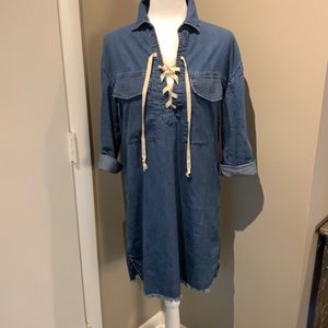 Joe’s denim dress with lace up detail